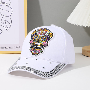 Cappellini da Baseball con strass fatti a mano alla moda da uomo in Denim americano da donna all'ingrosso - Product Image 4