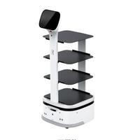 Robot de livraison alimentaire commercial à navigation autonome, évitement d'obstacles, 4 niveaux, contrôlé par application, auto-recharge, autonomie de 48h