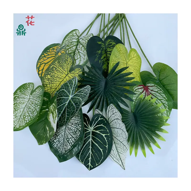 High Quality Single Branch Green Plant Leaves Indoor Flower Arrangement Artificial Flower Home Decoration Silk Flower