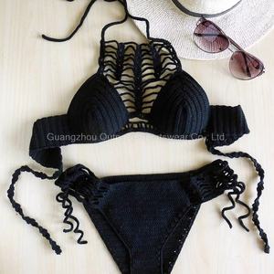 ชุดว่ายน้ำเซ็กซี่คอวีแบบสั่งทำ ชุดบิกินี่โครเชต์แฮนด์เมด ชุดว่ายน้ำผู้หญิงแบบ 2 ชิ้น ชุดชายหาด บิกินี่มินิแบบผูกเชือก - Product Image 2