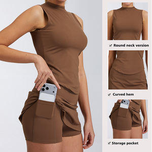 ชุดกระโปรงเทนนิสสำหรับเล่นกีฬากลางแจ้งสำหรับผู้หญิงเอวสูงระบายอากาศได้ดีแห้งเร็วกระโปรงแบดมินตันชุดกีฬาฟิตเนสแบบสบายๆ - Product Image 1