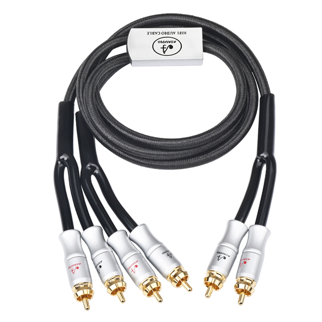 Hifi Y Splitter RCA Male 2 to 4 Rca OFC Male to Male Audio Cable with Pure Copper Gold Plated Plug Stereo Amplifier Speaker