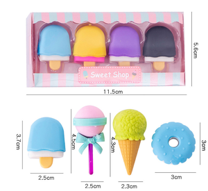 Étudiant créatif papeterie cadeau couleur bonbon quatre dans la boîte-cadeau de fenêtre d'ours avec Dessert sucette <span class=keywords><strong>crayon</strong></span> gomme caoutchouc - Product Image 6