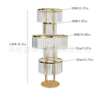 Support à fleurs de mariage moderne en fer plaqué or de haute qualité 30x50x120cm |   Centre de table de luxe pour la décoration d'événements