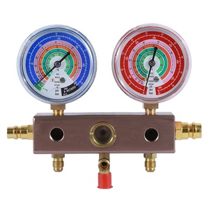 HF R410 a R32 R22 R404 R407 Set calibro doppio collettore di refrigerazione acciaio rosso e blu ottone placcato acciaio o ottone serie VAL - Product Image 3