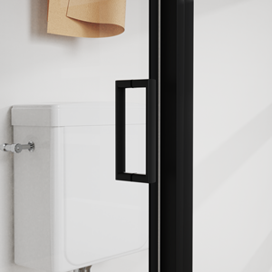 Cabina de ducha negra de diseño moderno, lavabo de ducha de cristal, puerta corredera de ducha - Product Image 4