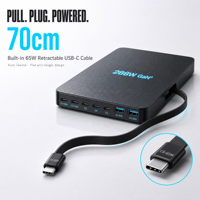 Station de charge GaN 288W 8 ports PD3.0 100W USB-C Chargeur de bureau avec câble intégré pour MacBook Pro iPad Pro Vente en gros