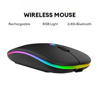 Mouse Gaming portabel Mini, ultra-tipis ergonomis USB vertikal dapat diisi ulang nirkabel stok 3D Mouse optikal Backlit untuk laptop