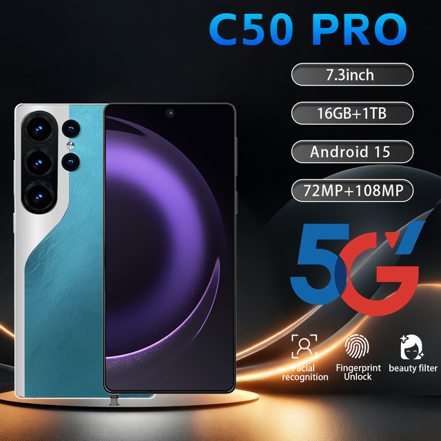 C50 Pro 12 Core Snapdragon 8 Elite 7.3" Large Screen 72MP Front 108MP Rear 8000mAh 16GB+1TB Accurate Face Recognition GPS 5G