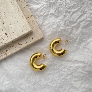 Zeadear <b>Jewellery</b> Brass Hoop Huggie Earrings 18k <b>Gold</b> Plated Hoop Earrings <b>Set</b> - Product Image 4