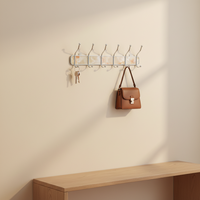 Décoration d'intérieur de luxe, étagères murales en marbre, crochets en acier au carbone et marbre, finition élégante argentée électro-plaquée, best-seller