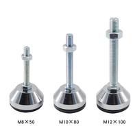 Rohs 7469 Type fixe sans trous latéraux coussin antichoc pied de nivellement (base et boulon en acier au carbone CNC) 50h-b-m12*50/80/100/120mm
