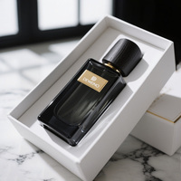 Nouveau design de flacon de parfum unique, flacon de parfum carré noir 50 ml, flacons de parfum vides avec emballage et couvercle