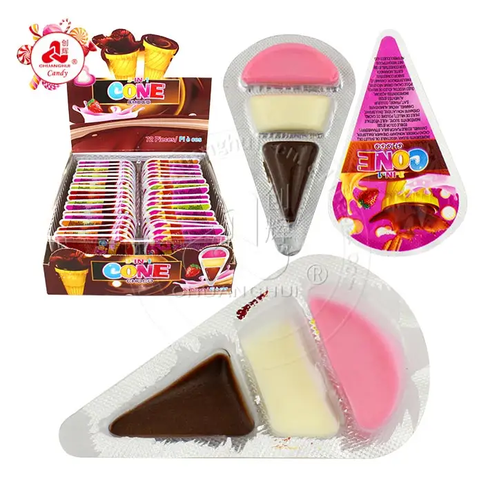 Erdbeere, schwarz und weiß schokolade 3 in 1 kegel choco candy