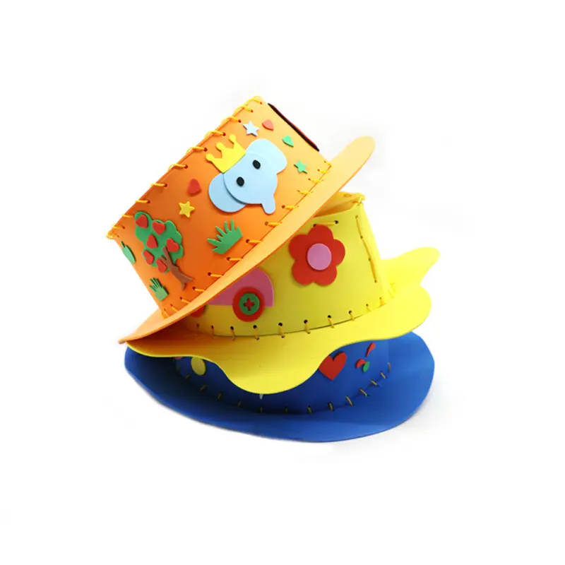 रंगीन रचनात्मक diy विभिन्न शैलियों टोपी ईवा हस्तनिर्मित 3D पेस्ट पेंटिंग सलाम बच्चों के हाथ से बने मज़ा बनाने शिल्प