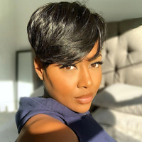 Perruque de cheveux humains coupe courte Pixie pour femmes noires, perruque sans dentelle fabriquée à la machine, perruque pas chère sans colle, vente en gros