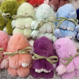 工場卸売 高品質 15cm ふわふわ ラビットファー うさぎ キーリング うさぎぬいぐるみ キュートなぬいぐるみキーホルダー - Product Image 3