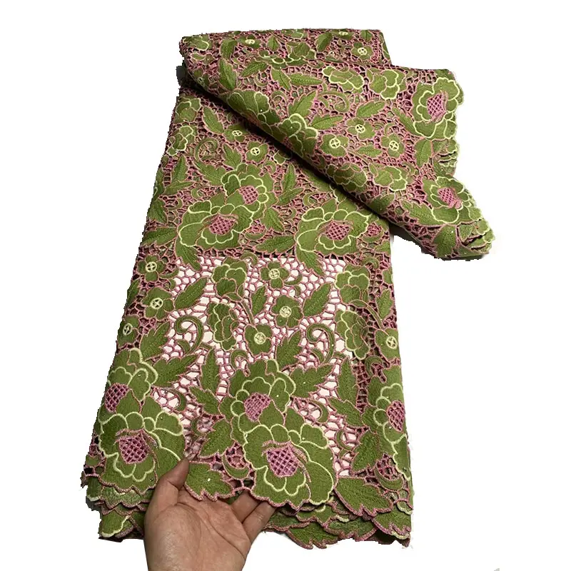 Chất lượng cao Dây Ren Vải đầy màu sắc Nigeria ren Dresses guipure ren