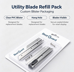 Paquete de Blíster Personalizado <span class=keywords><strong>para</strong></span> Juego de Cuchillos de Tallado, Empaque de Blíster Transparente de PET <span class=keywords><strong>para</strong></span> Piezas de Herramientas de Bricolaje - Product Image 1