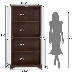 Vitrina Moderna de Madera SENYU con Iluminación LED, 4 Estantes, Puertas de Vidrio, Mueble de Almacenamiento para Sala de Estar, Vitrina para Curiosidades - Product Image 2