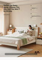 Cadre de lit en bois 601072 avec tête de lit rembourrée en tissu, lit double pour chambre principale, mobilier de maison, vente en gros