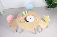 Ensemble de table et chaise en bois pour enfants, table de jeu pour enfants, table ronde en forme de tête de crayon + combinaison de chaise