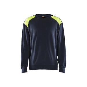BLAKLADER - 358011588633XL Sweatshirt Bleu marine foncé/Jaune haute visibilité-EAN 7330509890226 WORK HOODIES - Product Image 1