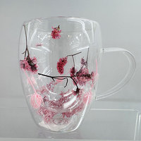Tasse à café en verre à double paroi martelé et lisse avec poignée - Mug isolé en borosilicate résistant à la chaleur pour latte et thé