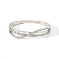 Bracelets en acier inoxydable Hongtong, design croisé, style minimaliste, zircon brillant, bijoux en gros
