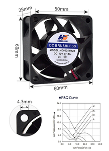 サイレントミニエキゾーストDC12Vファン60mmdc電動換気ファン6025冷却ファン12v60x60 - Product Image 2