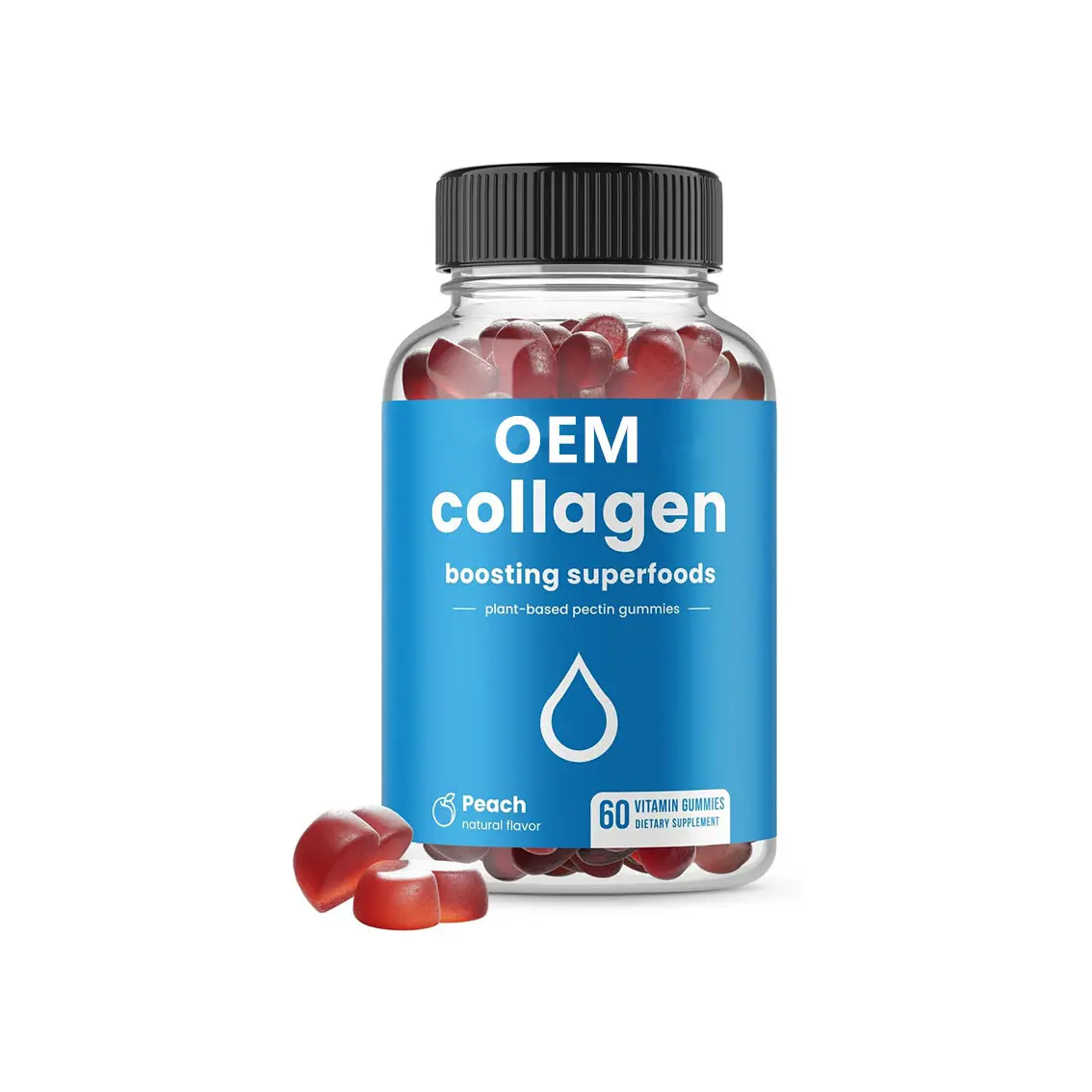 Gomas de colágeno mejoradas, producción de colágeno natural, suplementos de pectina a base de plantas para hombres y mujeres que mastican