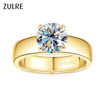 Großhandel Mode 925 Sterling Silber Ring Klassischer Vier-Krallen 8mm 2Ct Moissanit Breiter Massiver Ring Verlobungs-Ehering Unisex