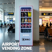 Distributeur automatique intelligent sur pied 24h/24, sans surveillance, pour snacks, boissons et articles de première nécessité, idéal pour centres commerciaux et bureaux