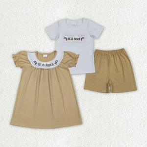 Ensemble de vêtements pour filles avec haut rouge brodé I LOVE DAD et pantalon à carreaux - Product Image 5