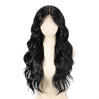 Perruque Lace Front Noire, Facile à Poser pour Débutantes, Partie en T, Sans Colle, Longue, Bouclée, Ondulée, avec Frange, pour Femmes, Cosplay, Usage Quotidien, Chine, 28IN # 1B)
