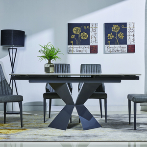 Pieds en métal ensemble de <span class=keywords><strong>Table</strong></span> à <span class=keywords><strong>manger</strong></span> avec deux extensions latérales en céramique <span class=keywords><strong>plateau</strong></span> en verre <span class=keywords><strong>table</strong></span> à <span class=keywords><strong>manger</strong></span> extensible - Product Image 3