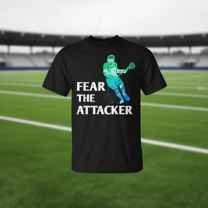 Camiseta Fear The Attacker Lacrosse para hombres y niños, diseño deportivo negro - Product Image 3