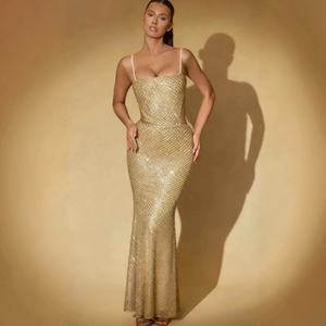 ชุดราตรีสายเดี่ยวสีทองวิบวับ ดีไซน์ใหม่ แฟชั่นเซ็กซี่ ทรงเข้ารูป ประดับเลื่อมและลูกปัด สวยหวาน เหมาะสำหรับงานพรอมหรืองานปาร์ตี้ - Product Image 4