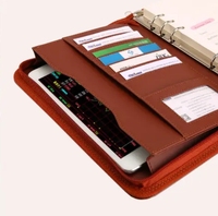 A5 PU cuir fermeture éclair portefeuille couverture rigide Document organisateur de fichiers avec 60 pages intérieures à feuilles mobiles taille B5