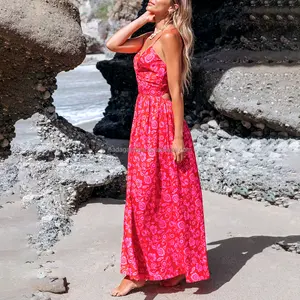 2024 nouvelles robes femmes dame élégant Spandex Polyester vêtements pour femmes robe imprimé fleuri robe de plage pour les femmes - Product Image 3