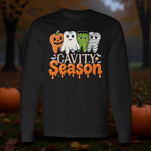 T-shirt à manches longues pour hygiéniste dentaire, thème Halloween : saison des caries - Product Image 3