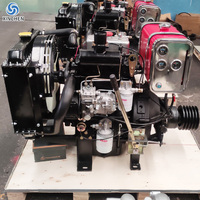 Mesin Diesel ZH2105P 24kW 2 Silinder Berpendingin Air, Mesin Tenaga Stasioner dengan Pulley untuk Pompa Air dan Mesin Penghancur