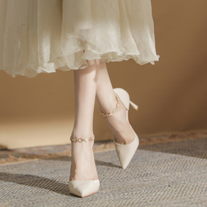 Zapatos de tacón alto con punta en pico, tacón de aguja, correa en el tobillo y decoración de hebilla para mujer 9777-3 - Product Image 2