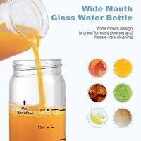 Bouteille d'eau isolée en verre borosilicaté SINCERE grande capacité couvercle en bambou marqueur de temps Design créatif pour une utilisation au bureau à domicile