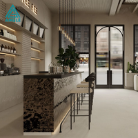 Nouveau design de kiosque alimentaire en bois massif pour centre commercial, design d'intérieur commercial populaire, comptoir à café moderne et créatif en bois MDF
