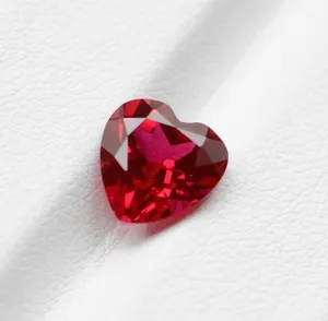 Loose ruby stone lab gown gemstones in heart shape 1ct to 10ct custom size red ruby made in china