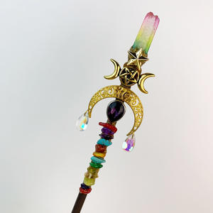 Suministros de brujería de cristal varita de bruja hecha a mano cristal natural color rosa palo de Luna mágica para decoraciones de fiesta de meditación - Product Image 5