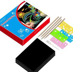 Papel Mágico para Rascar Arcoíris, Papel Negro para Rascar y Crear Dibujos, Notas para Niños - Product Image 1