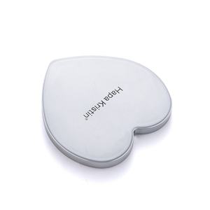 ABS <b>Plastic</b> Heart Shape Single Side Silver Plated Small Makeup Pocket Compact <b>Mirror</b> - Product Image 4