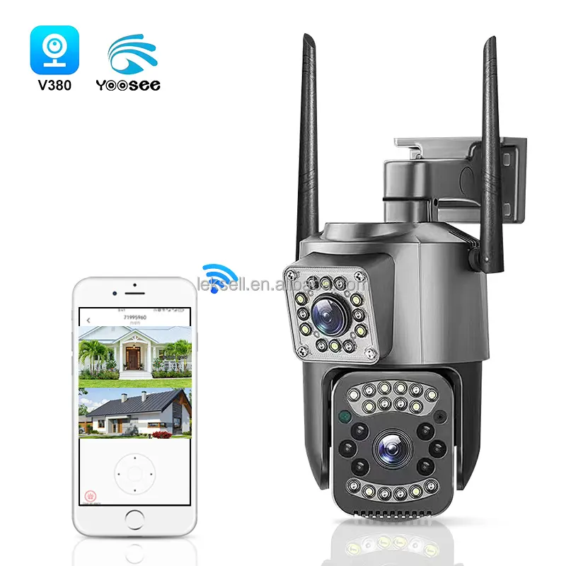 V380 4 MP Doppelobjektiv-Überwachungskamera WLAN 4 G CCTV kabellose IP-Überwachungskamera Netzwerkkameras mit automatischer Rotation